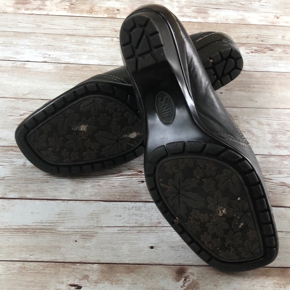 🛍 Sofft Black Leather Small Heel Loafers - Picture 2 of 8